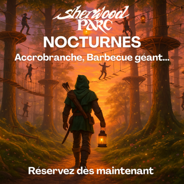 sherwood parc - nocturnes key visual accrobranche robin des bois nuit foret barbecue géant